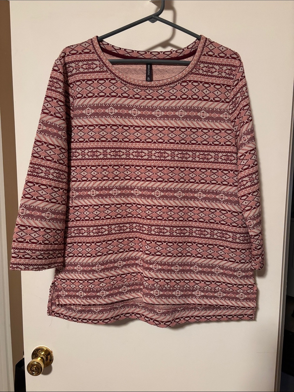 Massini Pink Patterned Knit Sweatshirt
